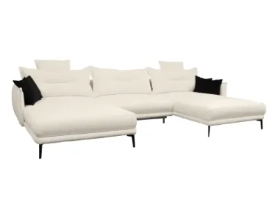 KONDELA Casidy U L/P rohová sedačka u s rozkladom smotanová / čierna