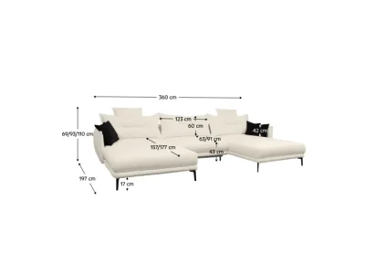 Detail produktu KONDELA Casidy U L/P rohová sedačka u s rozkladom smotanová / čierna