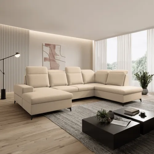 KONDELA Princ Roh U P rohová sedačka u s rozkladom béžová