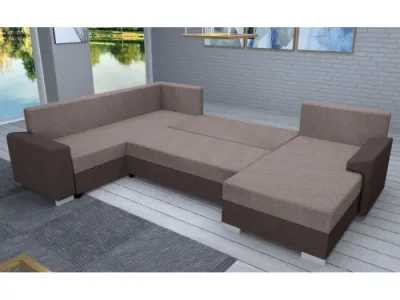 Detail produktu KONDELA Andres U L/P rohová sedačka u s rozkladom tmavohnedá / hnedosivá (taupe)