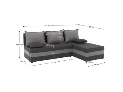 Detail produktu KONDELA Pagi Roh Uni L/P rohová sedačka s rozkladom sivá / svetlosivá