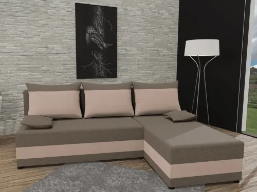 KONDELA Pagi Roh Uni L/P rohová sedačka s rozkladom hnedá / béžová