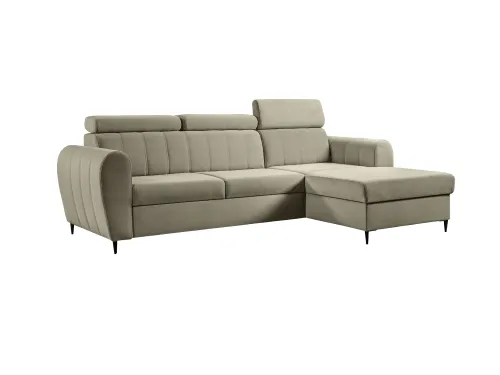 KONDELA Korio L P rohová sedačka s rozkladom a úložným priestorom béžová / čierna