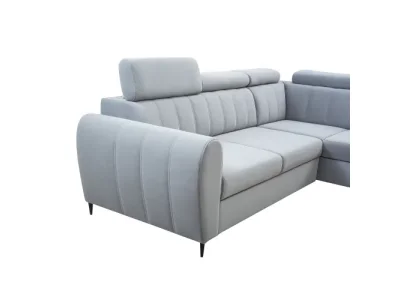 Detail produktu KONDELA Korio L P rohová sedačka s rozkladom a úložným priestorom svetlosivá / čierna