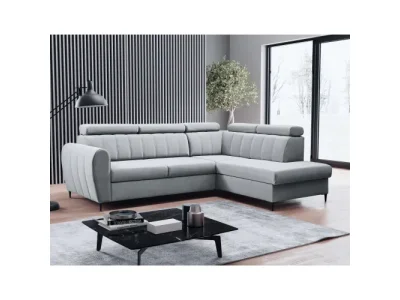 KONDELA Korio L P rohová sedačka s rozkladom a úložným priestorom svetlosivá / čierna