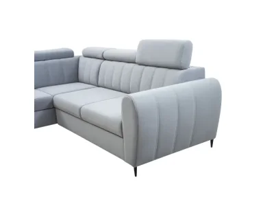 Detail produktu KONDELA Korio L L rohová sedačka s rozkladom a úložným priestorom svetlosivá / čierna