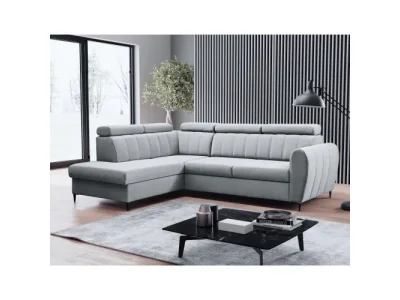 Detail produktu KONDELA Korio L L rohová sedačka s rozkladom a úložným priestorom svetlosivá / čierna