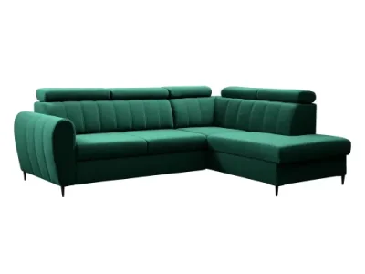 Detail produktu KONDELA Korio L P rohová sedačka s rozkladom a úložným priestorom smaragdová / čierna