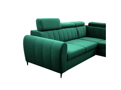 Detail produktu KONDELA Korio L P rohová sedačka s rozkladom a úložným priestorom smaragdová / čierna