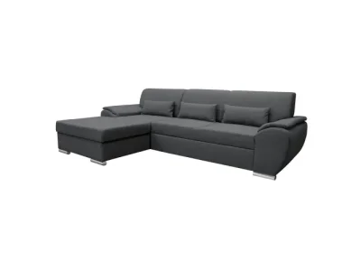 KONDELA Pedra Roh L rohová sedačka s rozkladom a úložným priestorom sivá