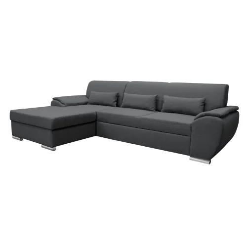 KONDELA Pedra Roh L rohová sedačka s rozkladom a úložným priestorom sivá
