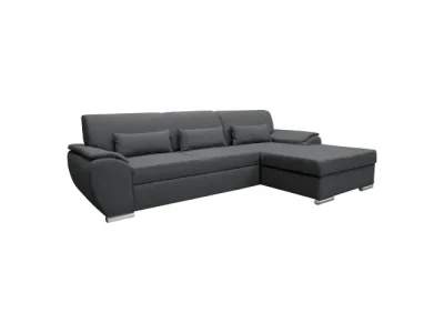 Detail produktu KONDELA Pedra Roh P rohová sedačka s rozkladom a úložným priestorom sivá