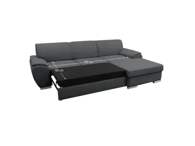 Detail produktu KONDELA Pedra Roh P rohová sedačka s rozkladom a úložným priestorom sivá