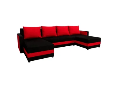 Detail produktu KONDELA Paulita U L/P rohová sedačka u s rozkladom čierna / červená