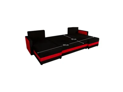 Detail produktu KONDELA Paulita U L/P rohová sedačka u s rozkladom čierna / červená