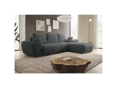 Detail produktu KONDELA Kerim Roh L/P rohová sedačka s rozkladom tmavosivá