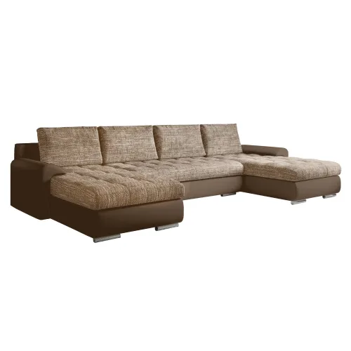 KONDELA Tolita U Uni rohová sedačka u s rozkladom hnedá / hnedý melír