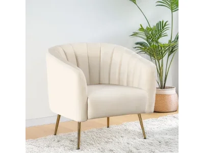 KONDELA Bagy dizajnové kreslo béžová (Velvet) / zlatá