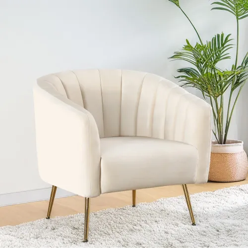 KONDELA Bagy dizajnové kreslo béžová (Velvet) / zlatá