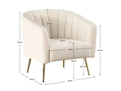 Detail produktu KONDELA Bagy dizajnové kreslo béžová (Velvet) / zlatá