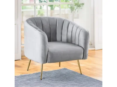Detail produktu KONDELA Bagy dizajnové kreslo sivá (Velvet) / zlatá