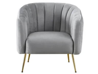 Detail produktu KONDELA Bagy dizajnové kreslo sivá (Velvet) / zlatá