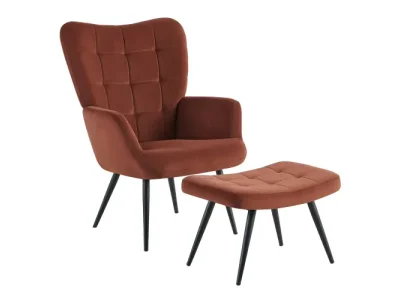 KONDELA Haben kreslo s podnožou hnedá (Velvet) / čierna