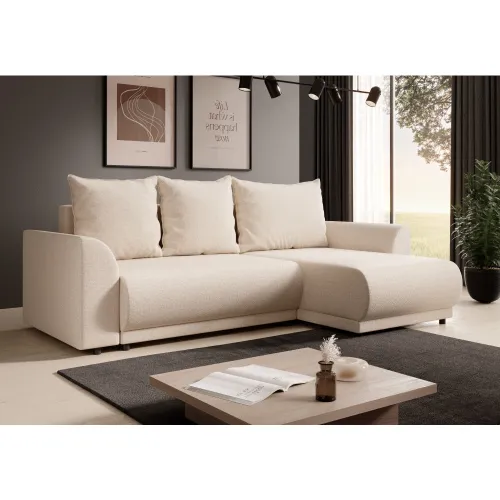 KONDELA Limon Roh L/P rohová sedačka s rozkladom béžová