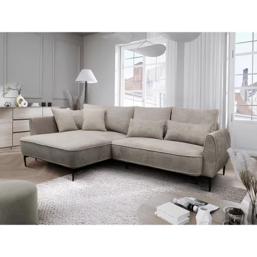 KONDELA Muriel Roh L rohová sedačka s rozkladom a úložným priestorom sivobéžová (taupe)