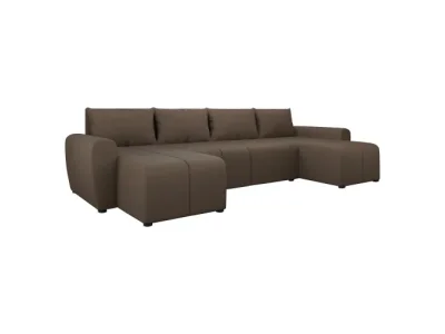 KONDELA Delin U Uni rohová sedačka u s rozkladom hnedá