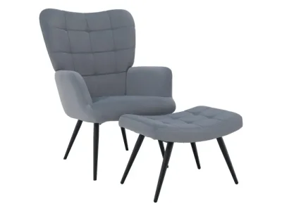 KONDELA Haben kreslo s podnožou sivá (Velvet) / čierna