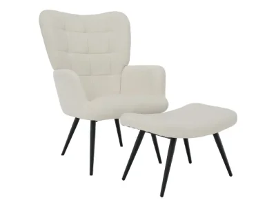 Detail produktu KONDELA Haben kreslo s podnožou biela (Velvet) / čierna