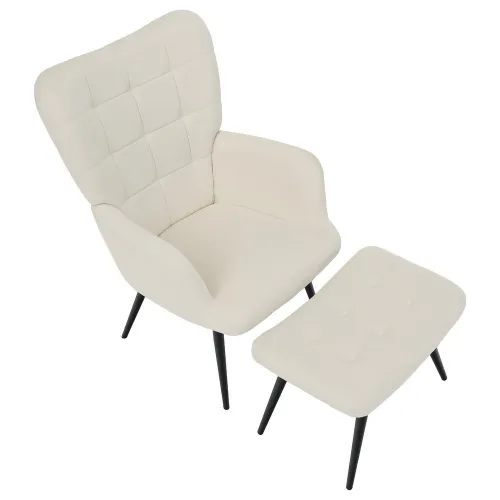 KONDELA Haben kreslo s podnožou biela (Velvet) / čierna