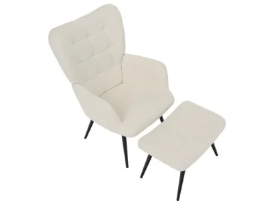 Detail produktu KONDELA Haben kreslo s podnožou biela (Velvet) / čierna