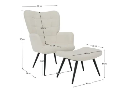 Detail produktu KONDELA Haben kreslo s podnožou biela (Velvet) / čierna