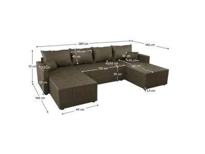 Detail produktu KONDELA Duan U Uni L/P rohová sedačka u s rozkladom hnedá