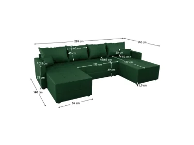 Detail produktu KONDELA Duan U Uni L/P rohová sedačka u s rozkladom zelená