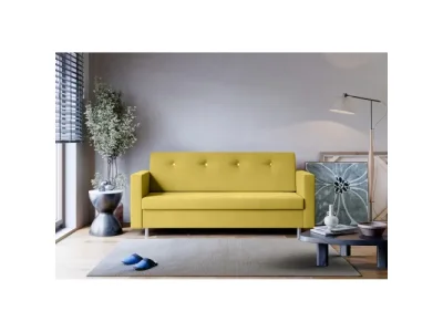 KONDELA Lilana rozkladacia pohovka s úložným priestorom žltá