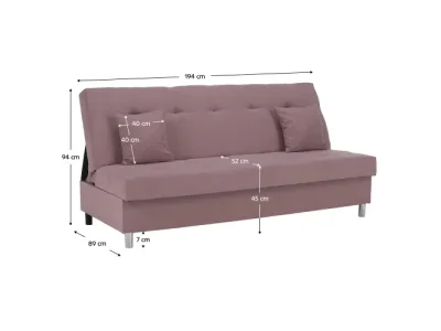 Detail produktu KONDELA Alada rozkladacia pohovka s úložným priestorom ružová