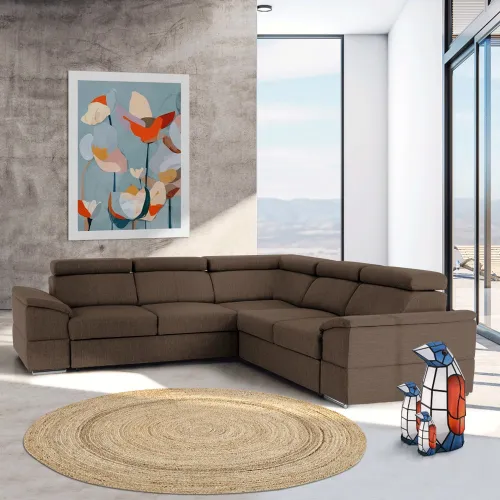 KONDELA Segoria Lux L/P rohová sedačka s rozkladom hnedá