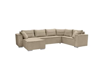 KONDELA Colin U Uni rohová sedačka u s rozkladom svetlohnedá