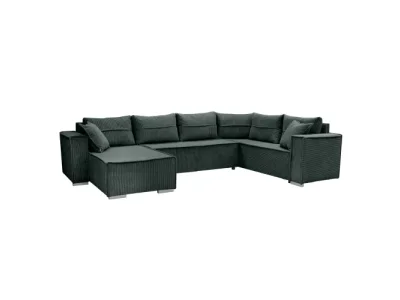 KONDELA Colin U Uni rohová sedačka u s rozkladom zelená