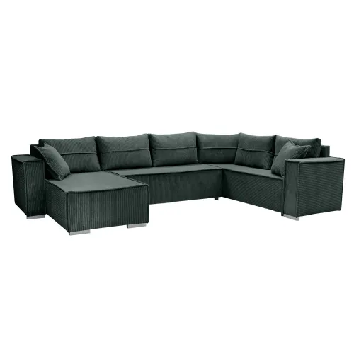 KONDELA Colin U Uni rohová sedačka u s rozkladom zelená