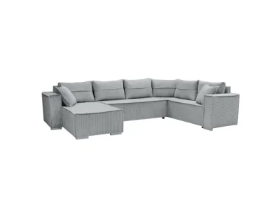 KONDELA Colin U Uni rohová sedačka u s rozkladom svetlosivá