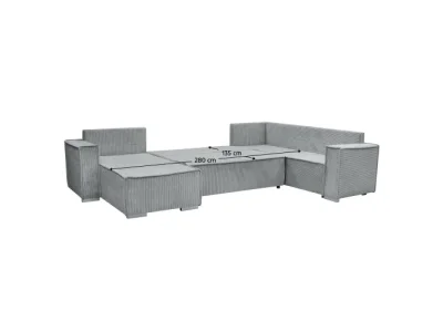 Detail produktu KONDELA Colin U Uni rohová sedačka u s rozkladom svetlosivá