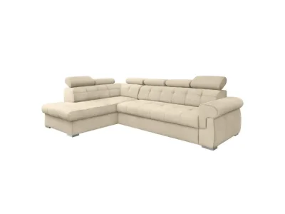 Detail produktu KONDELA Primus Roh New L rohová sedačka s rozkladom béžová / strieborná