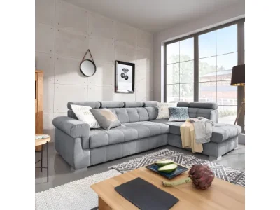 KONDELA Primus Roh New P rohová sedačka s rozkladom sivá / strieborná