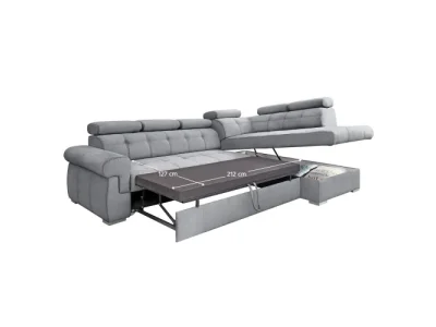 Detail produktu KONDELA Primus Roh New P rohová sedačka s rozkladom sivá / strieborná