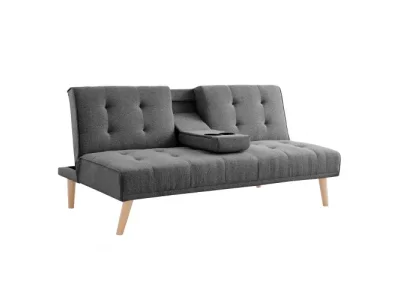 KONDELA Babet rozkladacia pohovka tmavosivá / buk