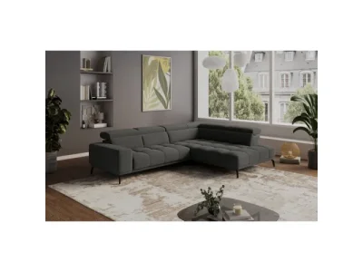 Detail produktu KONDELA Samba P rohová sedačka s elektrickcou funkciou výsuvu sivá
